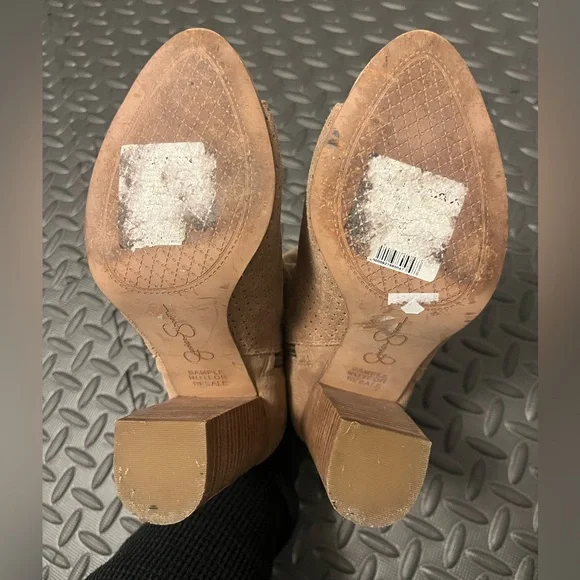 Jessica Simpson Suede Ankle Booties in Beige - Picture 6 of 6